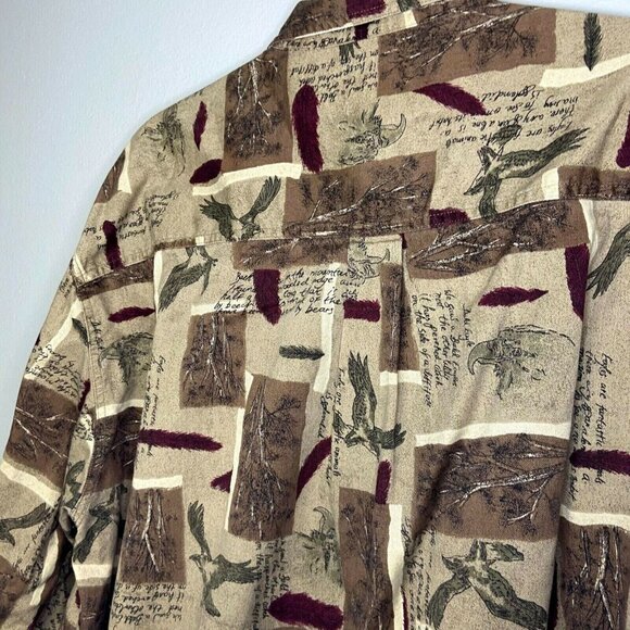 WOOLRICH Original Outdoor Button Down Shirt Mens Size XL Sage Birds Trees Cotton - Picture 9 of 10